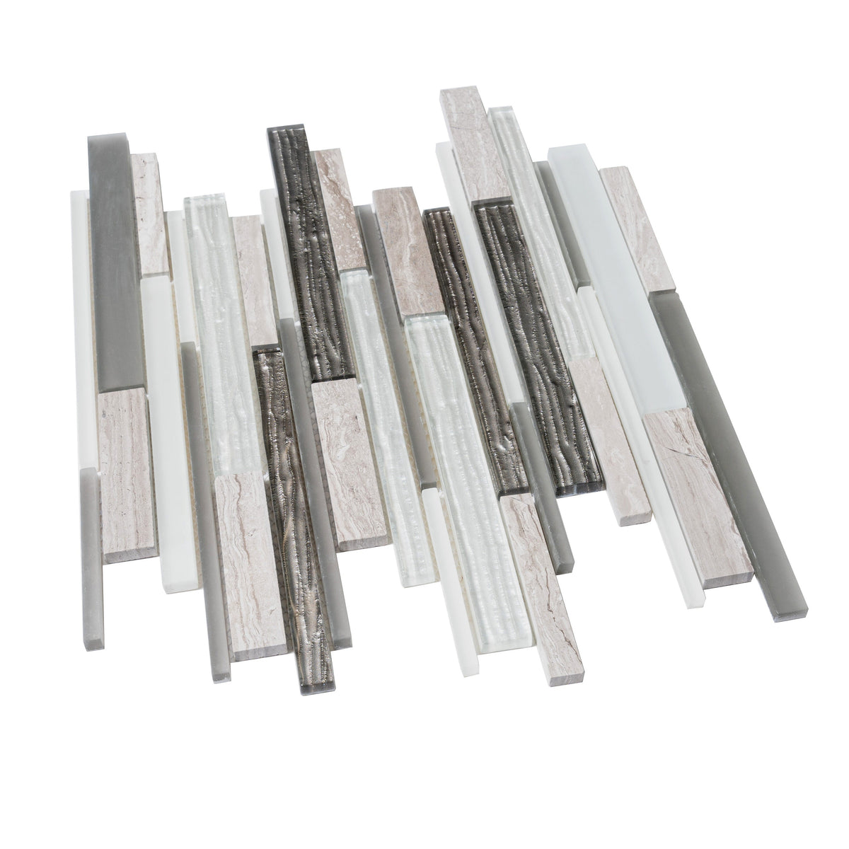 Apollo Tile (Sample) White, Gray 4-in x 4-in Polished Glass/Metal/Stone Marble Brick Look Floor and Wall Tile