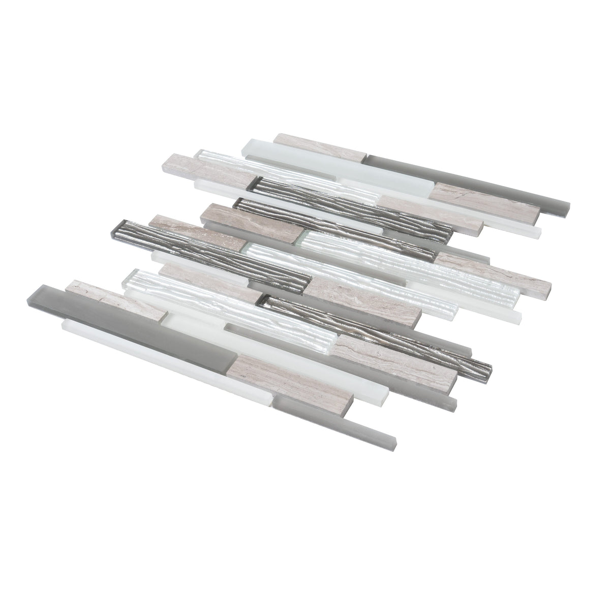 Apollo Tile (Sample) White, Gray 4-in x 4-in Polished Glass/Metal/Stone Marble Brick Look Floor and Wall Tile