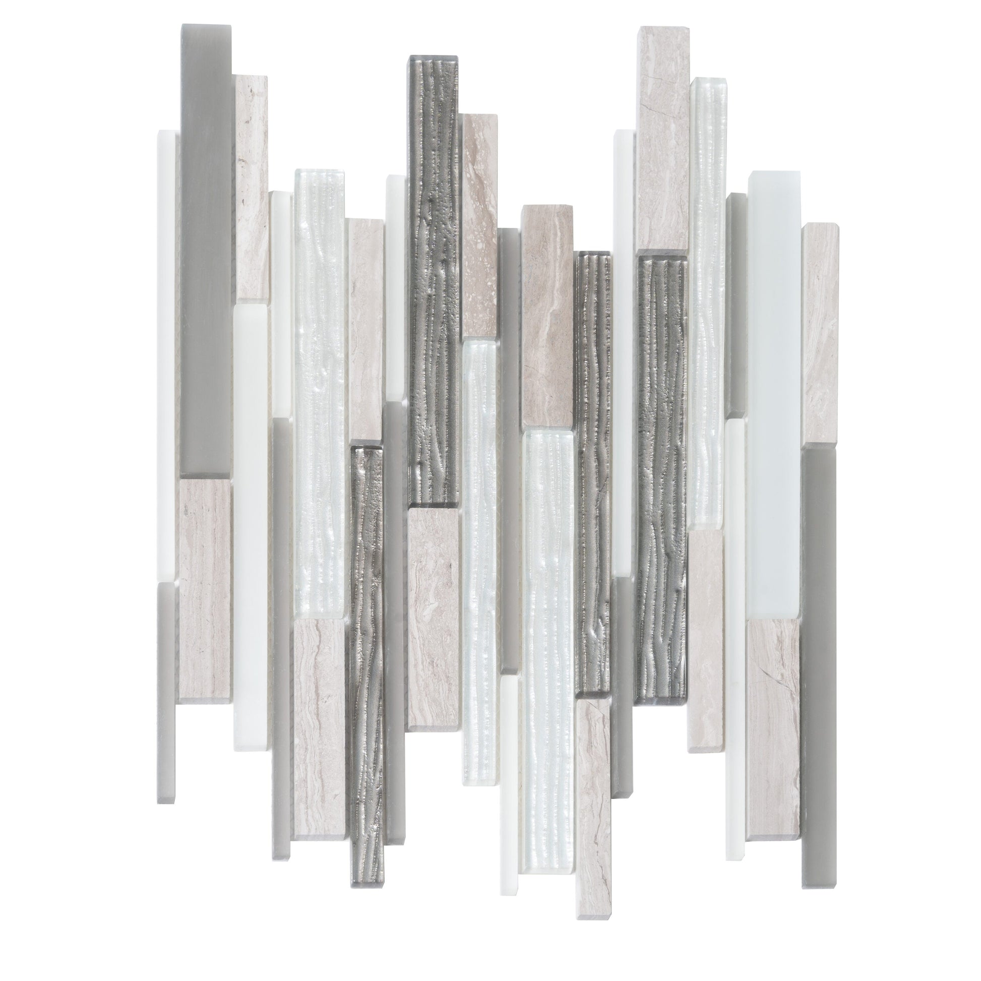 Apollo Tile White, Gray 11-in x 11-in Polished Natural stone Marble Brick look Mosaic Floor and Wall Tile product image