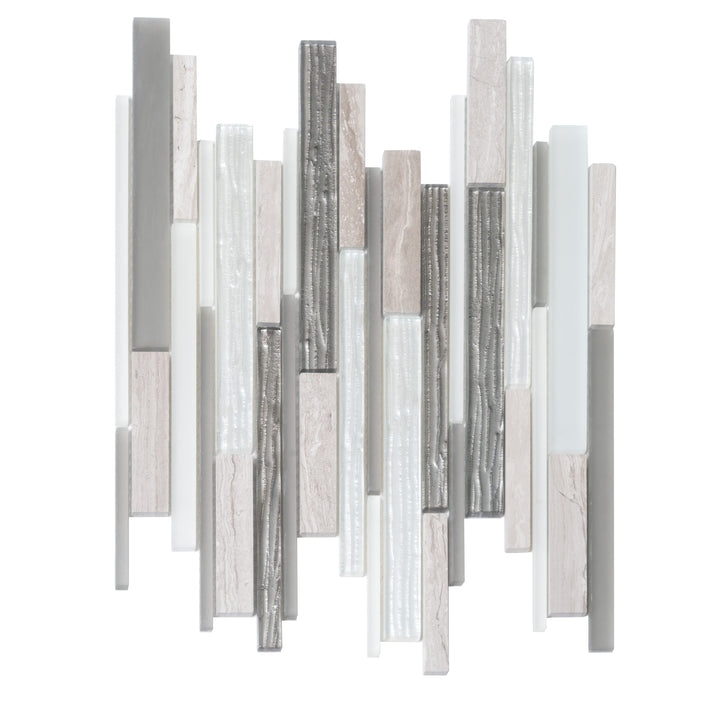 Apollo Tile White, Gray 11-in x 11-in Polished Natural stone Marble Brick look Mosaic Floor and Wall Tile product image