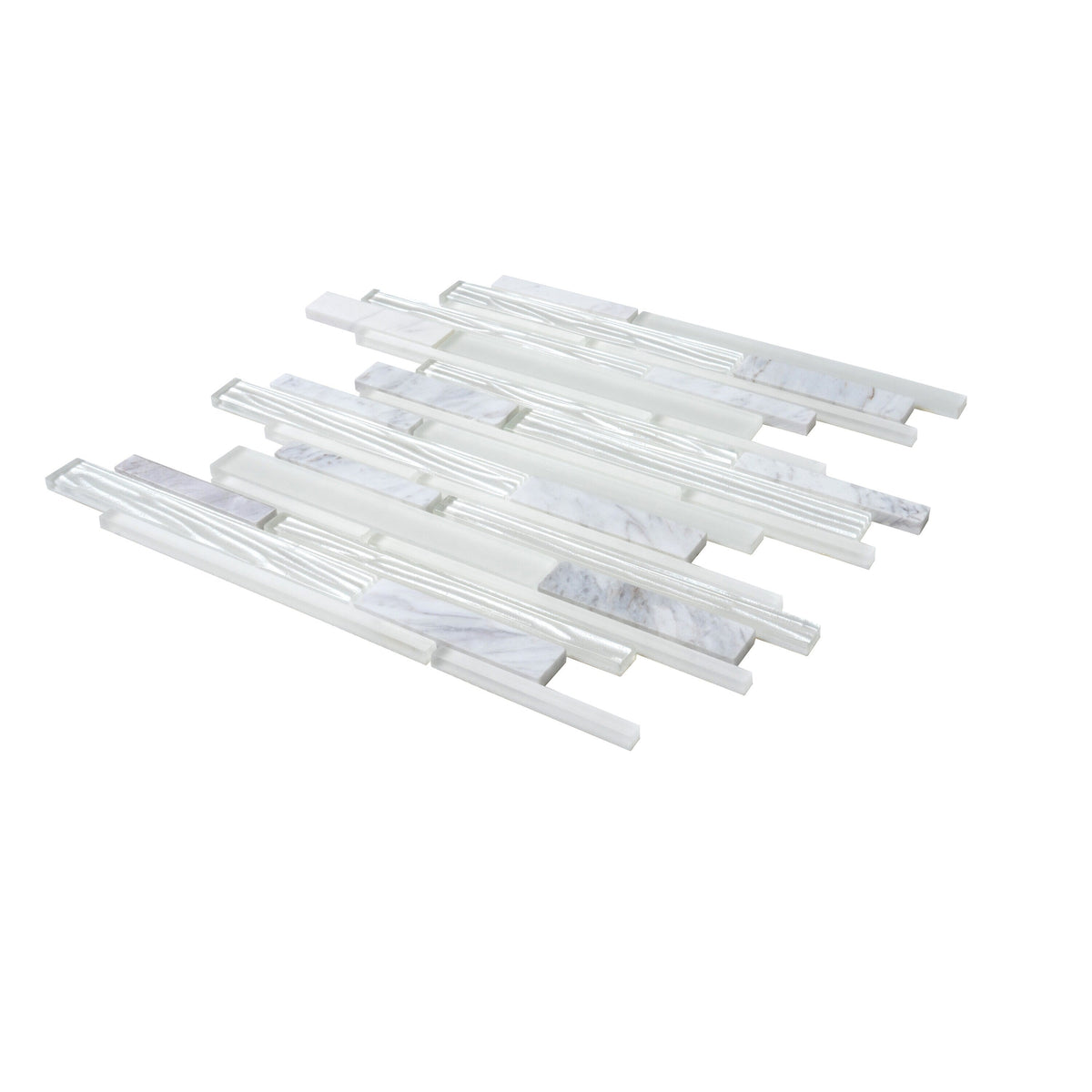 Apollo Tile (Sample) White 4-in x 4-in Honed Marble Linear Mosaic Floor and Wall Tile