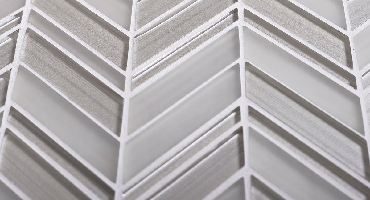 Apollo Tile (Sample) Glacier Pearl White 4-in x 4-in Polished Glass Chevron Mosaic Floor and Wall Tile