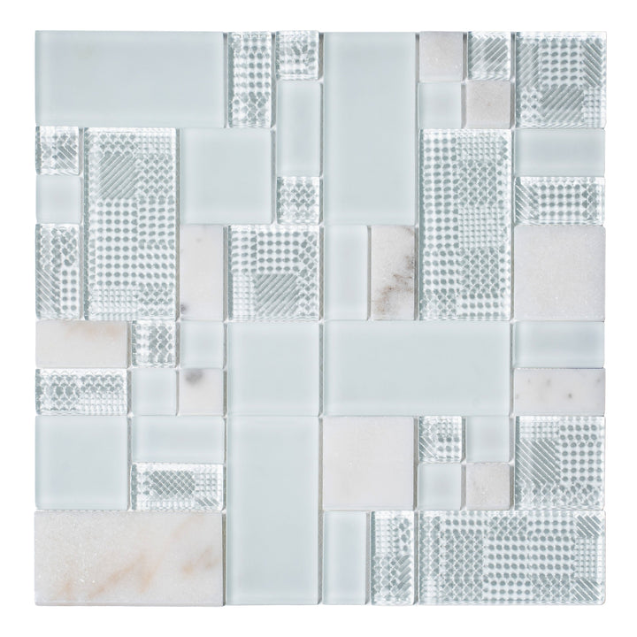 Apollo Tile Soleil White 12-in x 12-in Multi-finish Natural stone Marble Patterned Mosaic Floor and Wall Tile product image