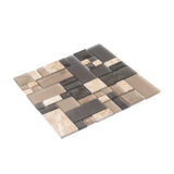 Apollo Tile (Sample) Beige and Brown 4-in x 4-in Honed Glass/Metal/Stone Marble Versailles Mosaic Floor and Wall Tile