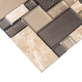 Apollo Tile (Sample) Beige and Brown 4-in x 4-in Honed Glass/Metal/Stone Marble Versailles Mosaic Floor and Wall Tile
