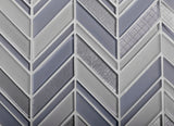 Apollo Tile Glacier Blue and White 11-in x 11-in Polished Glass Chevron Floor and Wall Tile (3.76-sq. ft/ Carton)