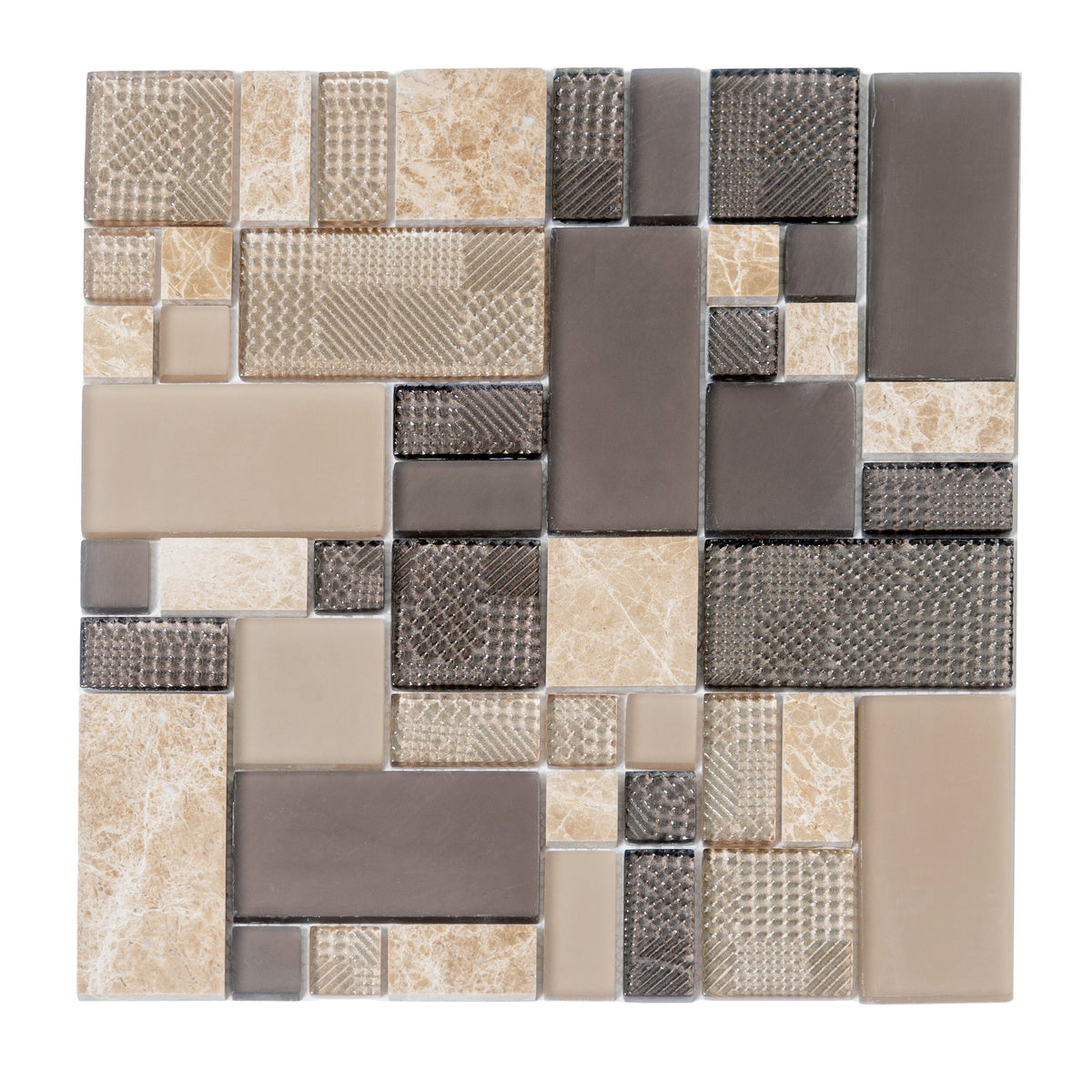 Apollo Tile Soleil Beige and Brown 12-in x 12-in Multi-finish Natural stone Marble Patterned Mosaic Floor and Wall Tile product image