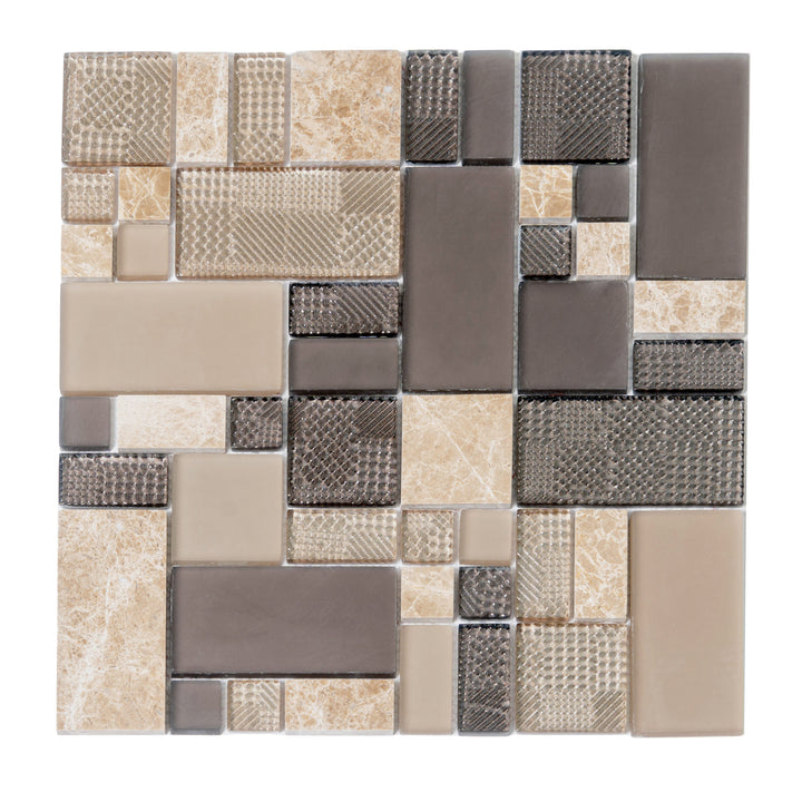 Apollo Tile Soleil Beige and Brown 12-in x 12-in Multi-finish Natural stone Marble Patterned Mosaic Floor and Wall Tile product image