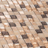 Apollo Tile (Sample) Wall Tile Mini Square Gold and Brown 4-in x 4-in Glossy Glass/Metal/Stone Marble Wall Tile