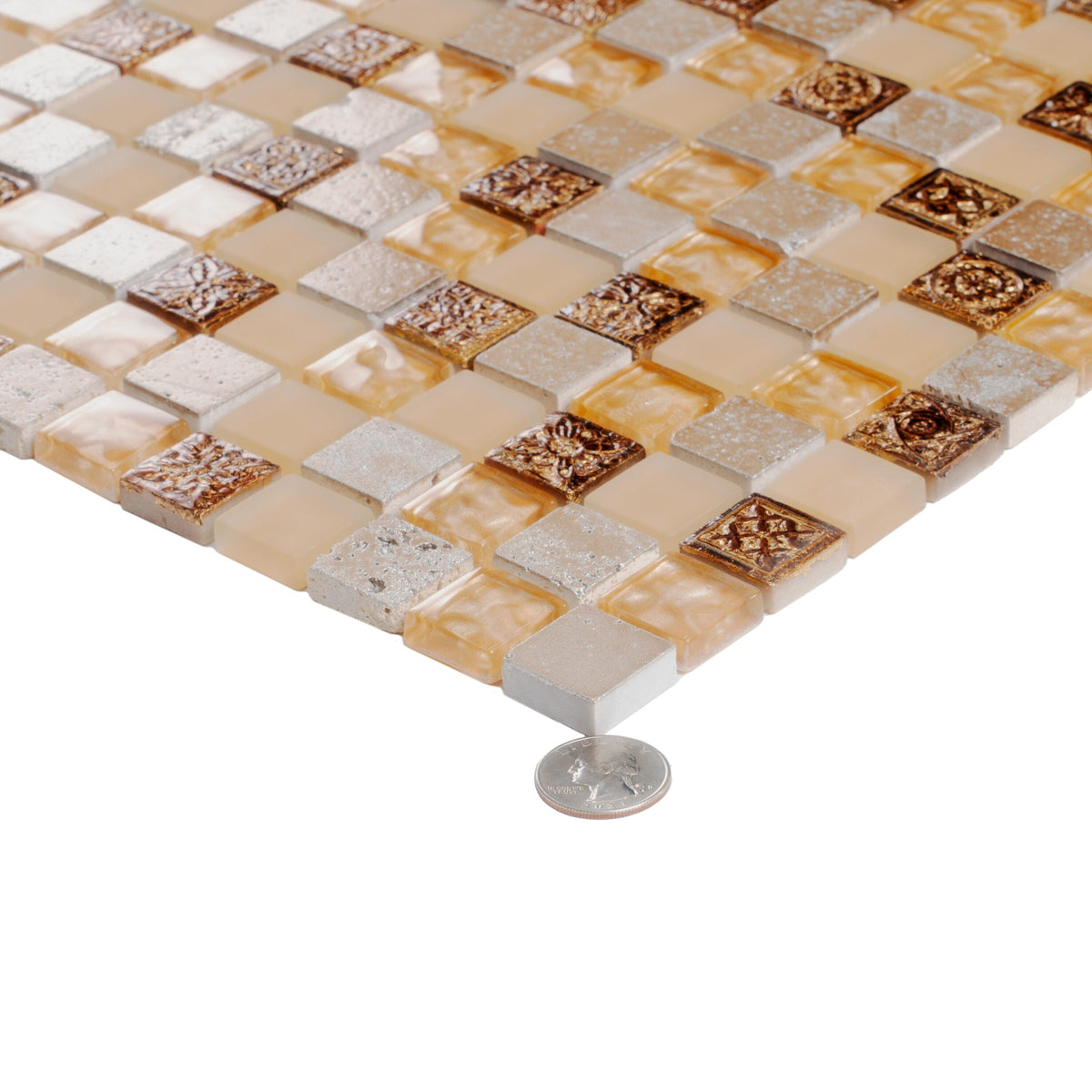 Apollo Tile Phoenix Beige 12-in x 12-in Glossy Glass, Stone Marble Uniform Squares Wall Tile (4.75-sq. ft/ Carton)