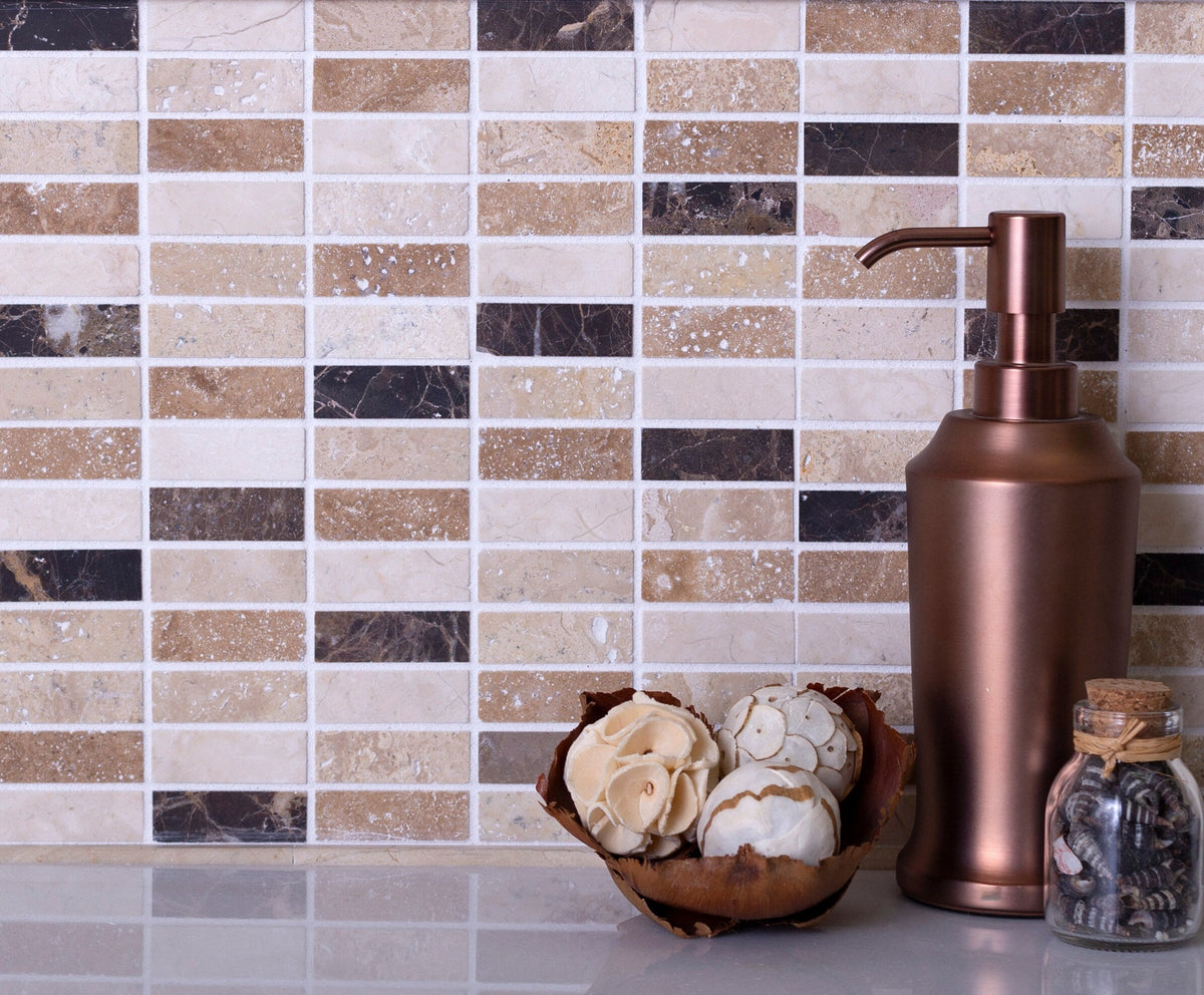 Apollo Tile (Sample) Floor and Wall Tile Emperador Dark, Beige Travertine 4-in x 4-in Polished Marble Floor and Wall Tile