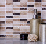 Apollo Tile (Sample) Floor and Wall Tile Emperador Dark, Beige Travertine 4-in x 4-in Polished Marble Floor and Wall Tile