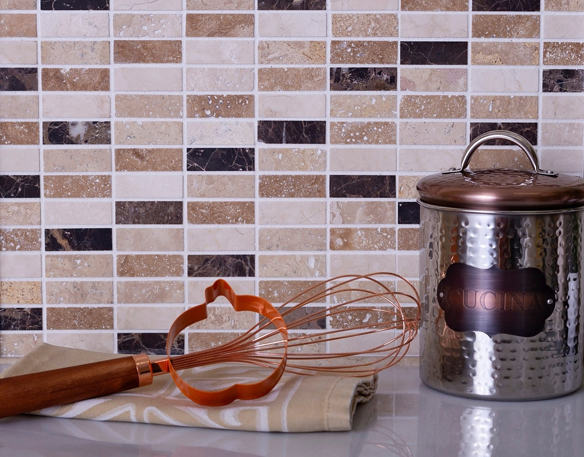 Apollo Tile (Sample) Floor and Wall Tile Emperador Dark, Beige Travertine 4-in x 4-in Polished Marble Floor and Wall Tile