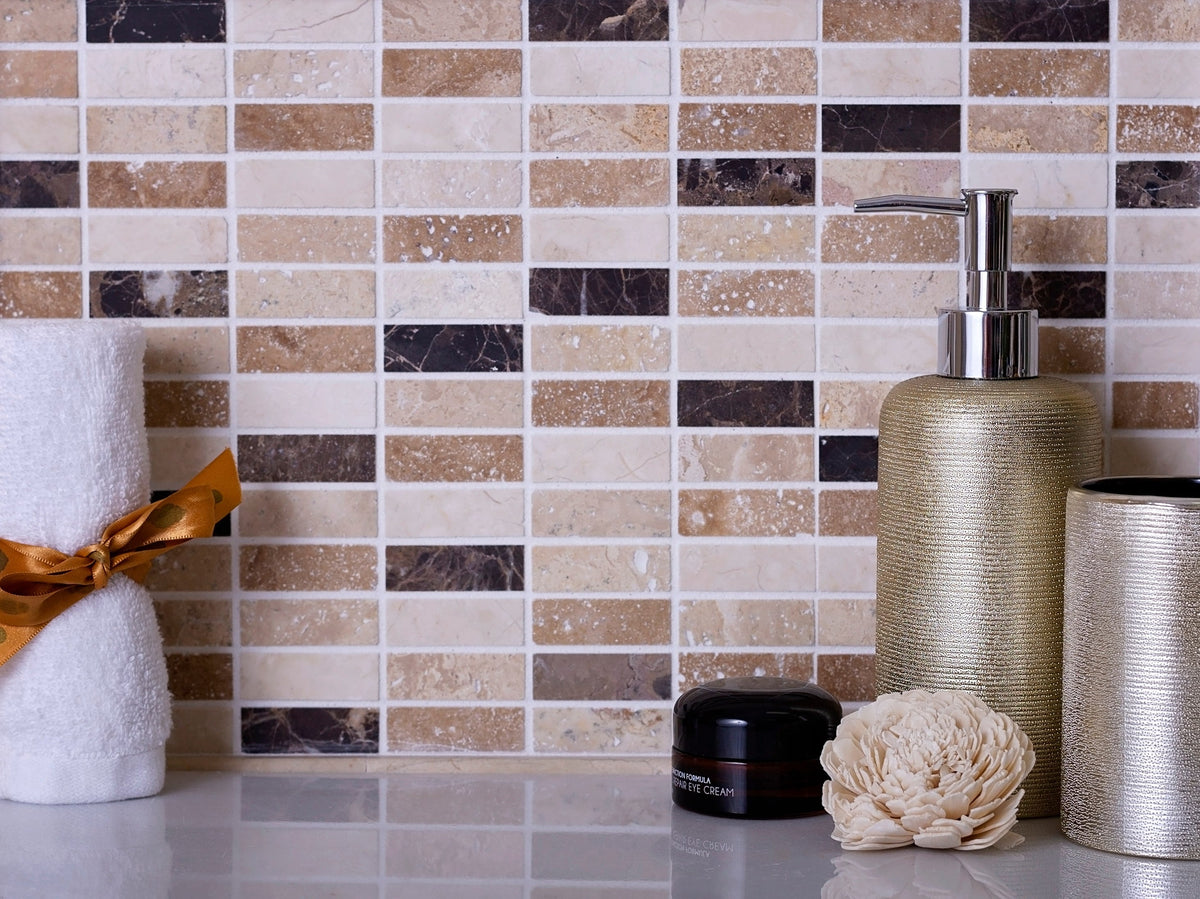 Apollo Tile (Sample) Floor and Wall Tile Emperador Dark, Beige Travertine 4-in x 4-in Polished Marble Floor and Wall Tile