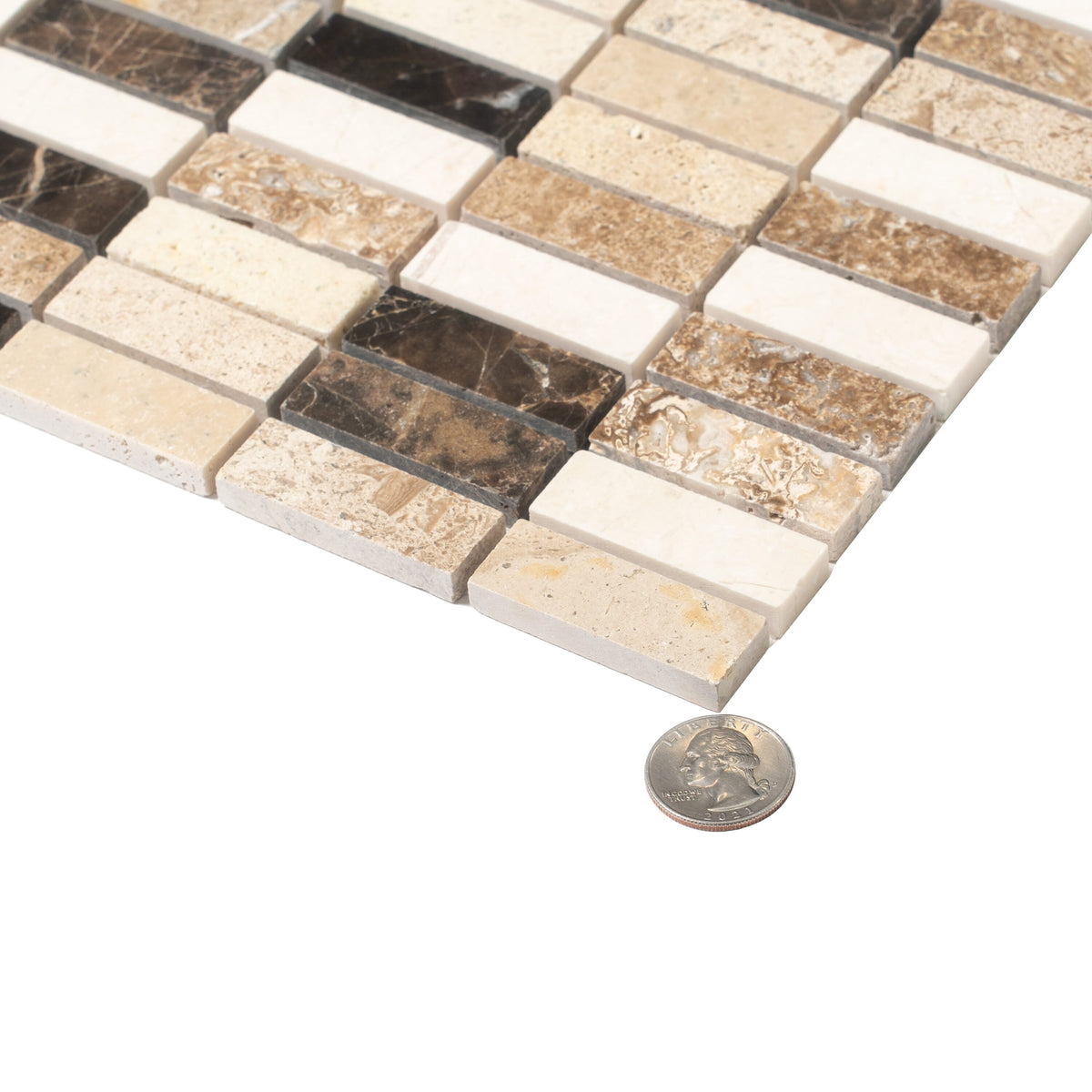 Apollo Tile (Sample) Floor and Wall Tile Emperador Dark, Beige Travertine 4-in x 4-in Polished Marble Floor and Wall Tile