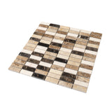Apollo Tile (Sample) Floor and Wall Tile Emperador Dark, Beige Travertine 4-in x 4-in Polished Marble Floor and Wall Tile