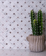 Apollo Tile White, Beige 11-in x 11-in Polished Natural Stone Marble Basketweave Marble Look Floor and Wall Tile (4.47-sq. ft/ Carton)