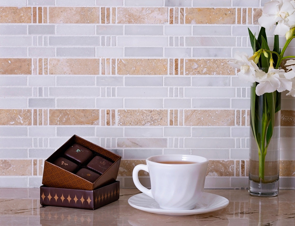 Apollo Tile (Sample) Floor and Wall Tile Emperador Dark, Beige Travertine 4-in x 4-in Polished Marble Floor and Wall Tile