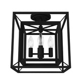 Hunter Doherty 4-Light Natural Iron Industrial Square LED Medium Hanging Convertible Pendant/semi-flush