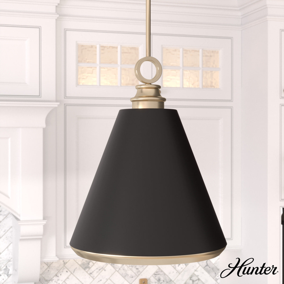 Hunter Klein 3-Light Alturas Gold Transitional Cone LED Medium Hanging Kitchen Island Light