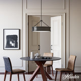 Hunter Capshaw 6-Light Noble Bronze Traditional Frosted Glass Drum LED Large Hanging Kitchen Island Light