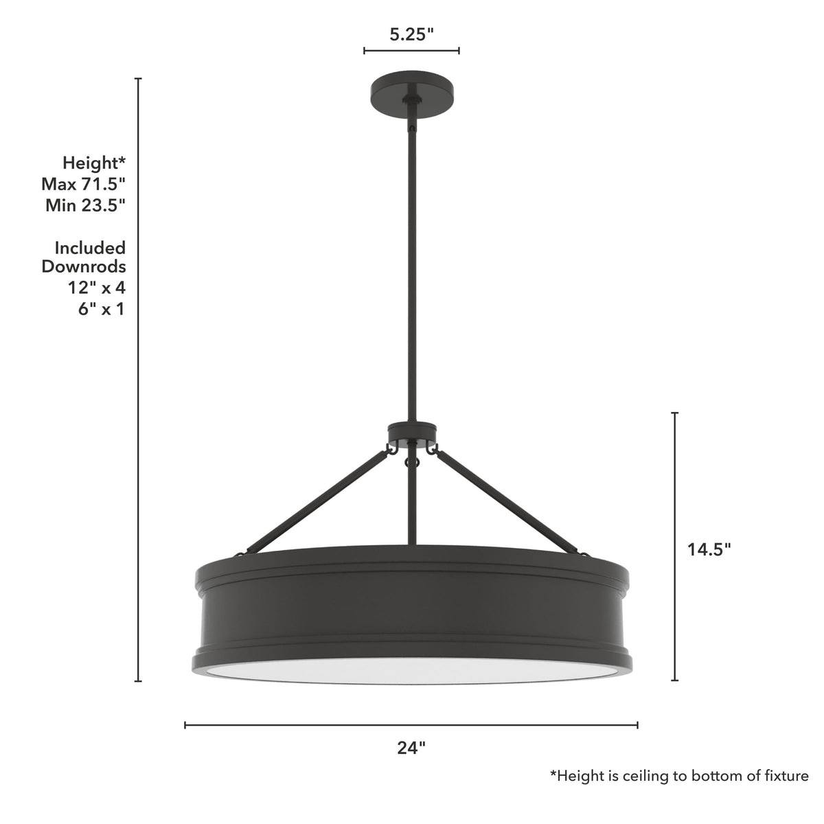 Hunter Capshaw 6-Light Noble Bronze Traditional Frosted Glass Drum LED Large Hanging Kitchen Island Light
