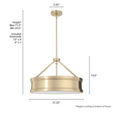 Hunter Capshaw 5-Light Alturas Gold Traditional Frosted Glass Drum LED Medium Hanging Kitchen Island Light