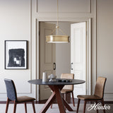 Hunter Capshaw 5-Light Alturas Gold Traditional Frosted Glass Drum LED Medium Hanging Kitchen Island Light
