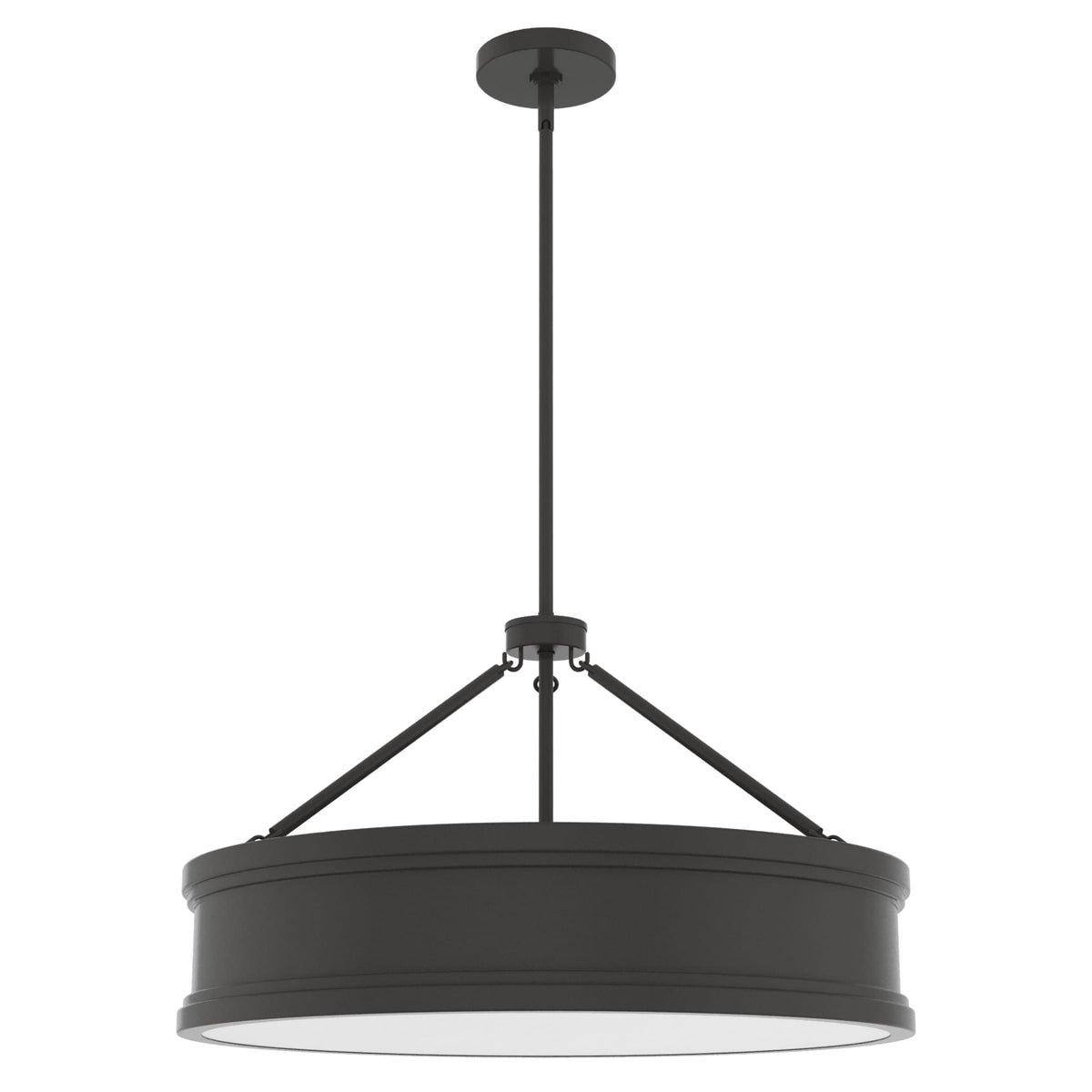 Hunter Capshaw 6-Light Noble Bronze Traditional Frosted Glass Drum LED Large Hanging Kitchen Island Light