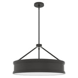 Hunter Capshaw 6-Light Noble Bronze Traditional Frosted Glass Drum LED Large Hanging Kitchen Island Light