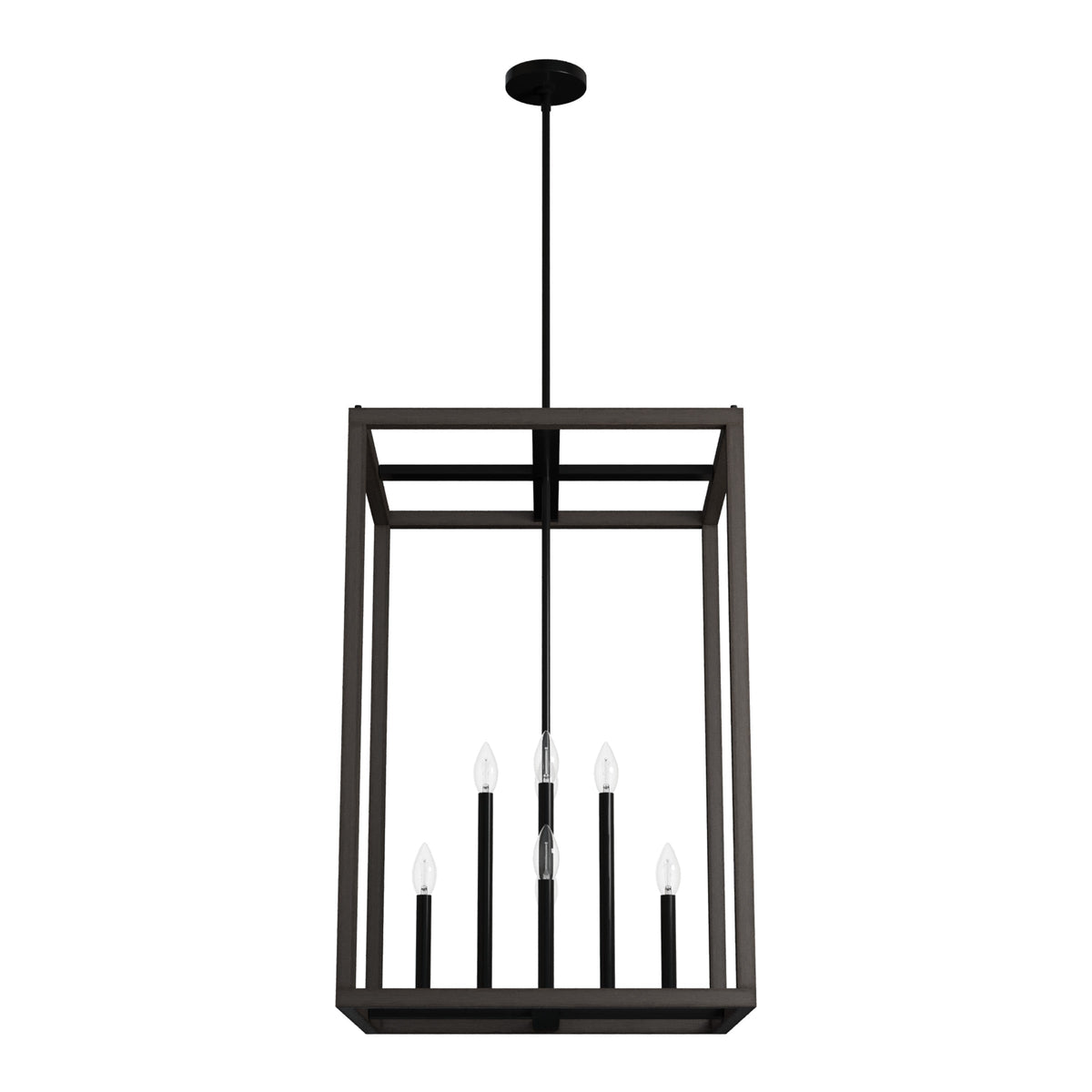 Hunter Squire Manor 8-Light Matte Black Modern/Contemporary Square LED Medium Hanging Kitchen Island Light