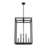 Hunter Squire Manor 8-Light Matte Black Modern/Contemporary Square LED Medium Hanging Kitchen Island Light