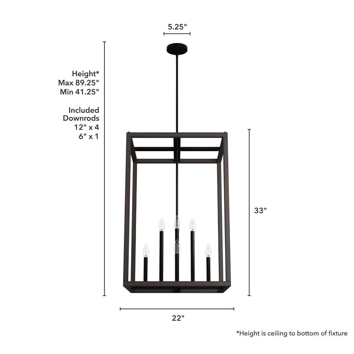 Hunter Squire Manor 8-Light Matte Black Modern/Contemporary Square LED Medium Hanging Kitchen Island Light