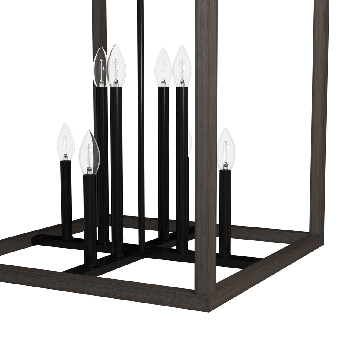 Hunter Squire Manor 8-Light Matte Black Modern/Contemporary Square LED Medium Hanging Kitchen Island Light