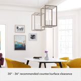 Hunter Squire Manor 4-Light Brushed Nickel Modern/Contemporary Square LED Medium Hanging Kitchen Island Light