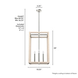 Hunter Squire Manor 4-Light Brushed Nickel Modern/Contemporary Square LED Medium Hanging Kitchen Island Light