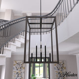 Hunter Squire Manor 8-Light Matte Black Modern/Contemporary Square LED Medium Hanging Kitchen Island Light