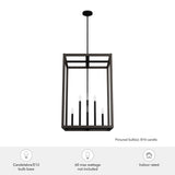 Hunter Squire Manor 8-Light Matte Black Modern/Contemporary Square LED Medium Hanging Kitchen Island Light
