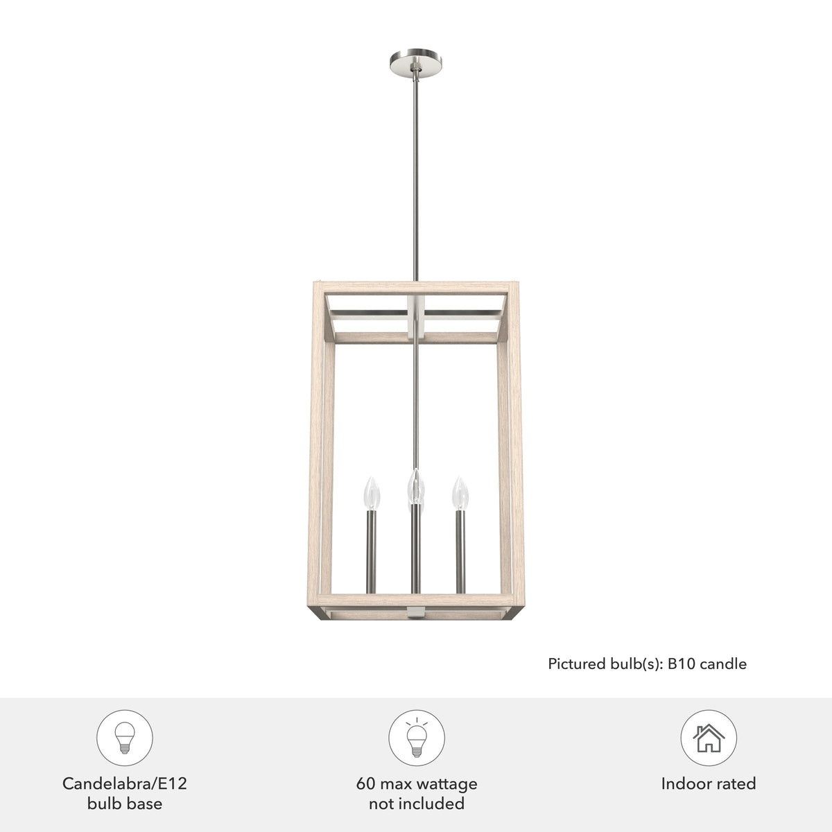 Hunter Squire Manor 4-Light Brushed Nickel Modern/Contemporary Square LED Medium Hanging Kitchen Island Light