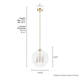 Hunter High Oaks 3-Light Palm Gold Transitional Seeded Glass Globe LED Medium Hanging Pendant Light