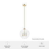 Hunter High Oaks 3-Light Palm Gold Transitional Seeded Glass Globe LED Medium Hanging Pendant Light