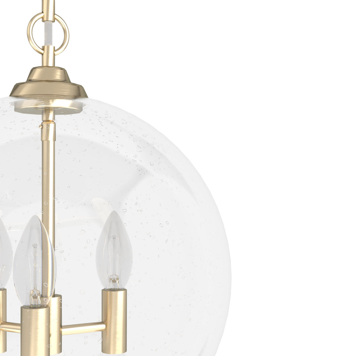 Hunter High Oaks 3-Light Palm Gold Transitional Seeded Glass Globe LED Medium Hanging Pendant Light