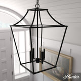 Hunter Laurel Ridge 4-Light Natural Iron Transitional Lantern LED Medium Hanging Kitchen Island Light