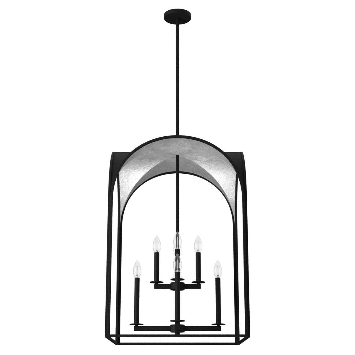 Hunter Dukestown 8-Light Natural Iron Transitional Lantern LED Large Hanging Kitchen Island Light