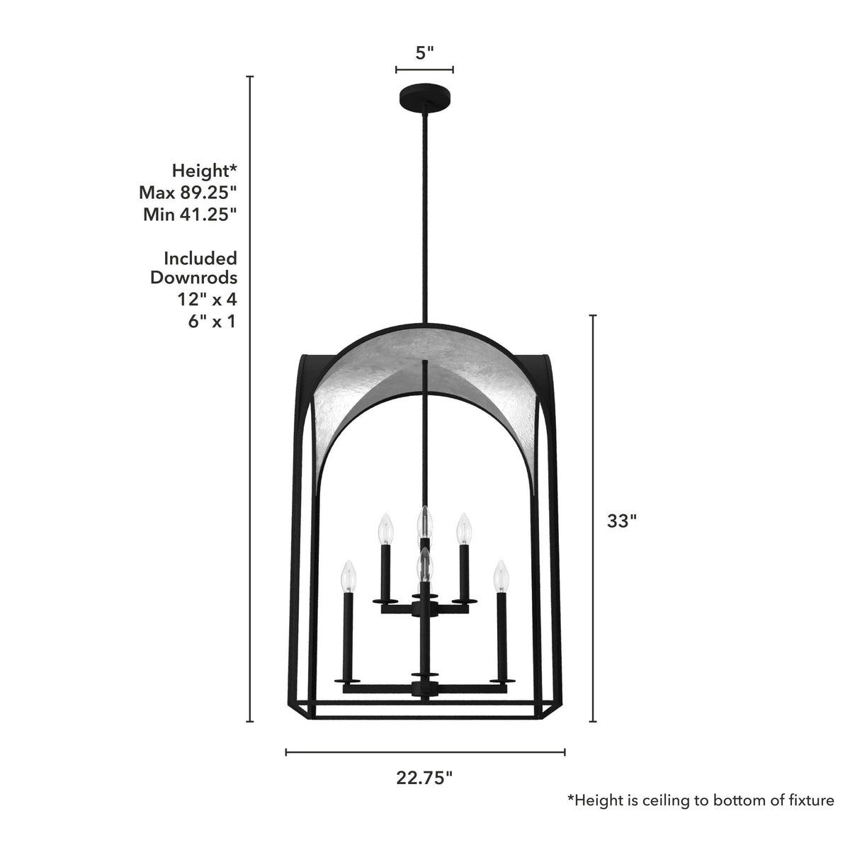 Hunter Dukestown 8-Light Natural Iron Transitional Lantern LED Large Hanging Kitchen Island Light