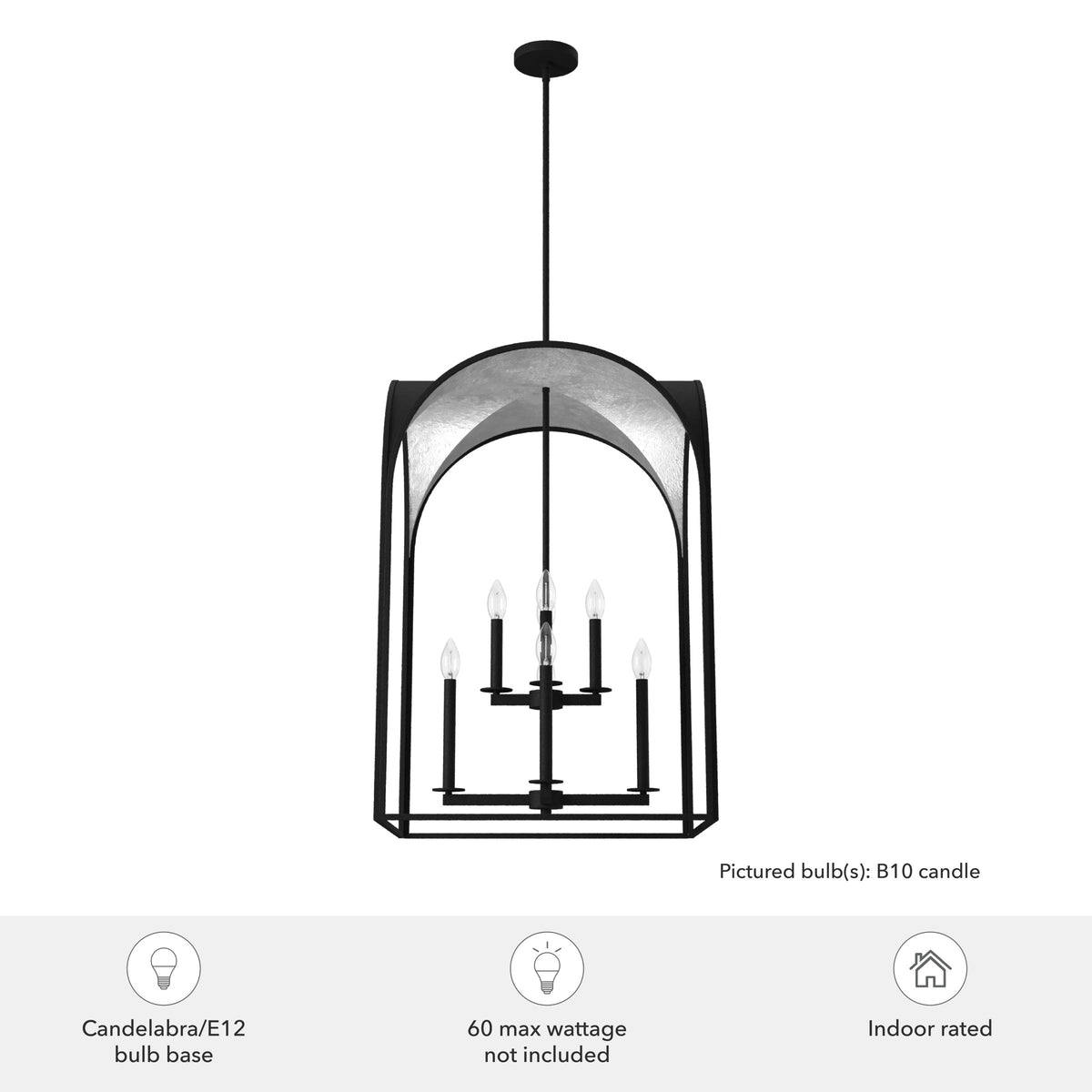 Hunter Dukestown 8-Light Natural Iron Transitional Lantern LED Large Hanging Kitchen Island Light
