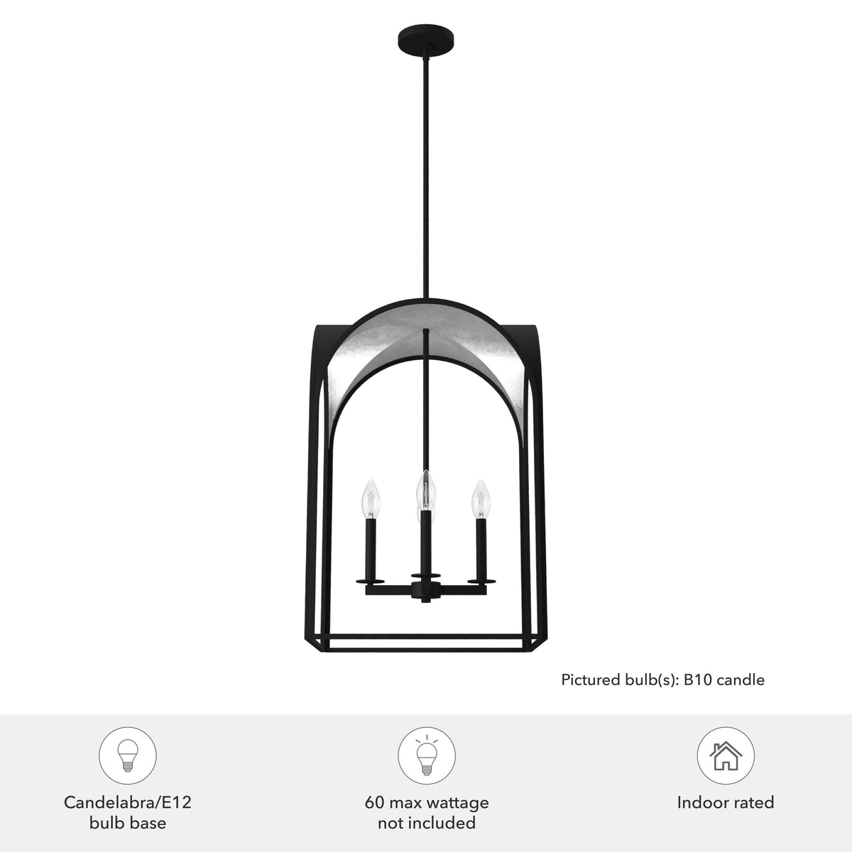 Hunter Dukestown 4-Light Natural Iron Transitional Lantern LED Medium Hanging Kitchen Island Light