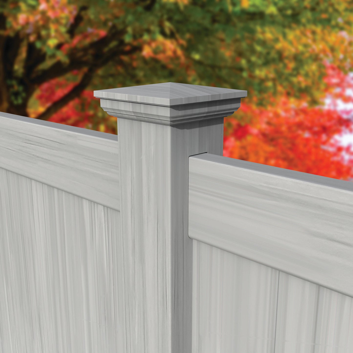 Freedom 5-in W x 5-in L Woodgrain Gray Vinyl Fence Post Cap- Fits Common Post Measurement: 5-in x 5-in