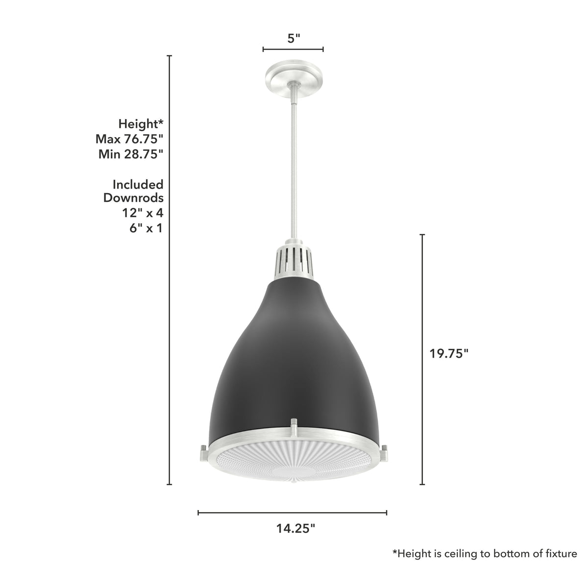 Hunter Bluff View 3-Light Flat Matte Black Transitional Clear Glass Dome LED Medium Hanging Kitchen Island Light