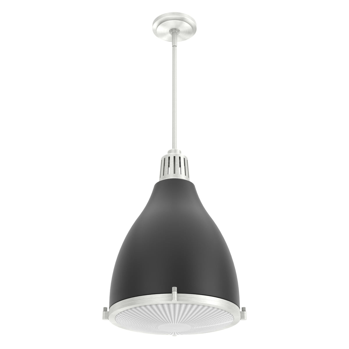 Hunter Bluff View 3-Light Flat Matte Black Transitional Clear Glass Dome LED Medium Hanging Kitchen Island Light